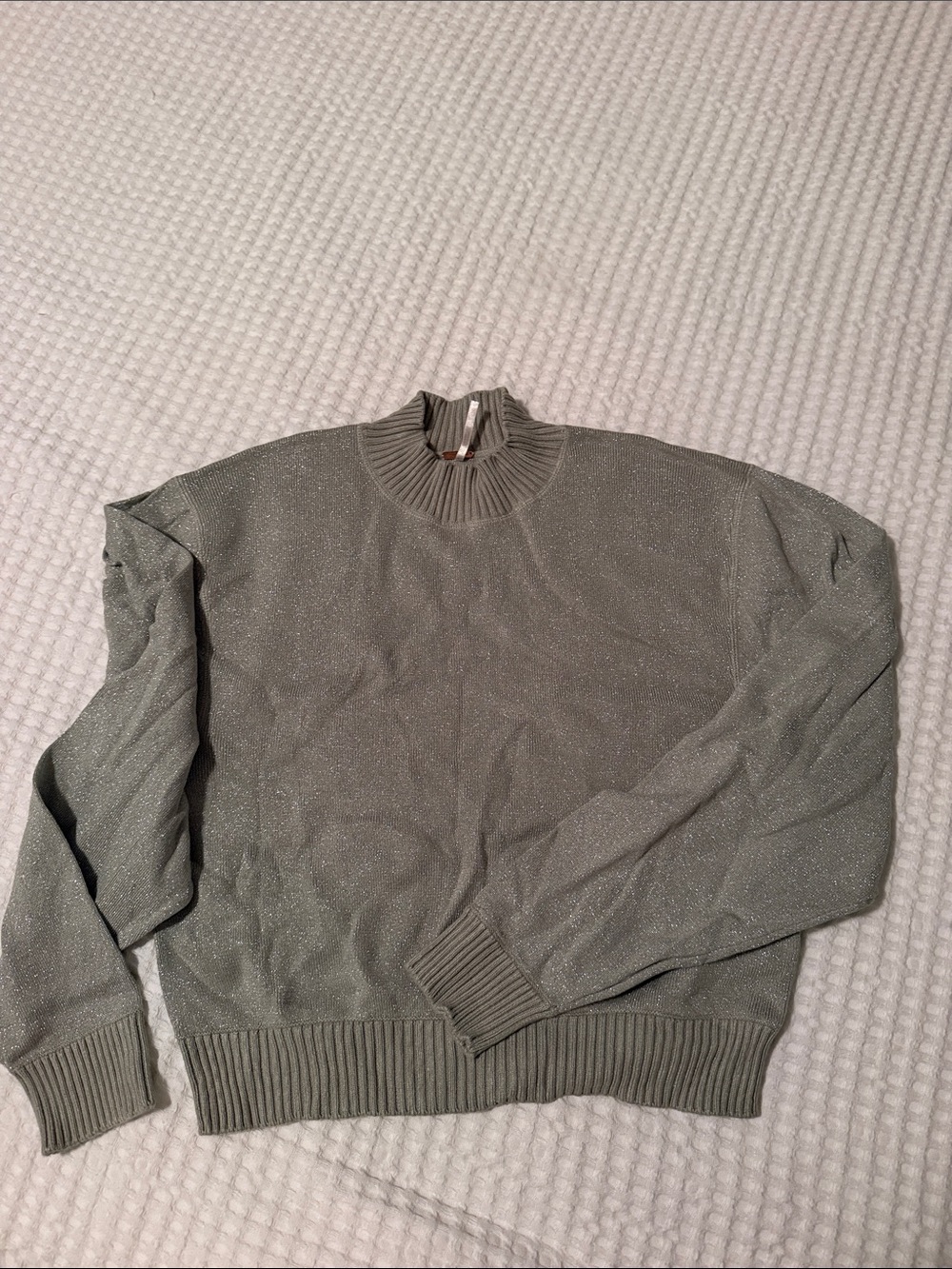Women's Metallic Olive Crewneck Sweater